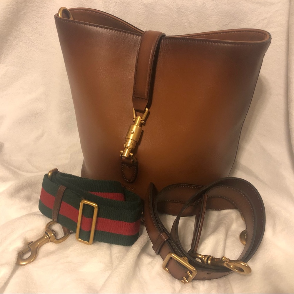 Authentic Gucci Jackie Leather Bucket Bag